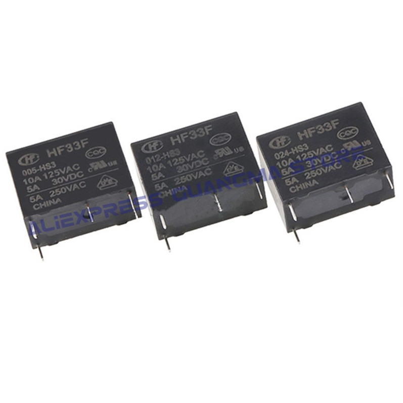 20pcs Relay HF33F 5V 12V 24VDC 5Pin 250VAC HF33F012HS3 4Pin HF33024ZS3 JZC33F005ZS3 JZC33F012HS3 HF3