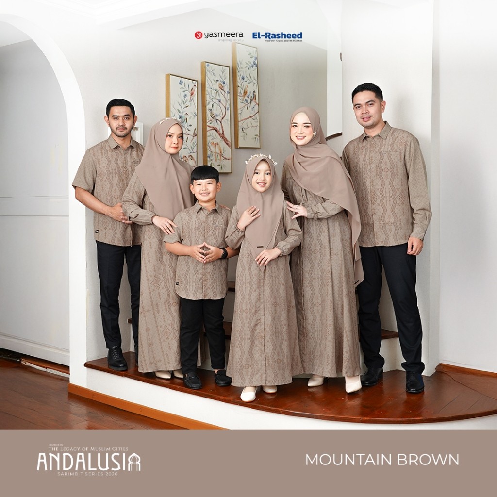 Yasmeera Andalusia Mountain Brown Family Set  Baju Keluarga Sarimbit Lebaran Terbaru Modern Elegan