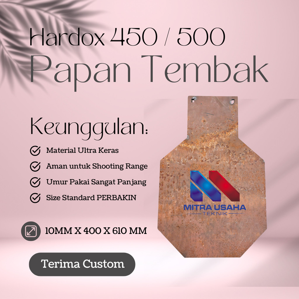Papan Latihan Tembak Hardox 450/500 Wear Plate NM 450 – Target Shooting Plate Anti Penyok, Tahan Pel