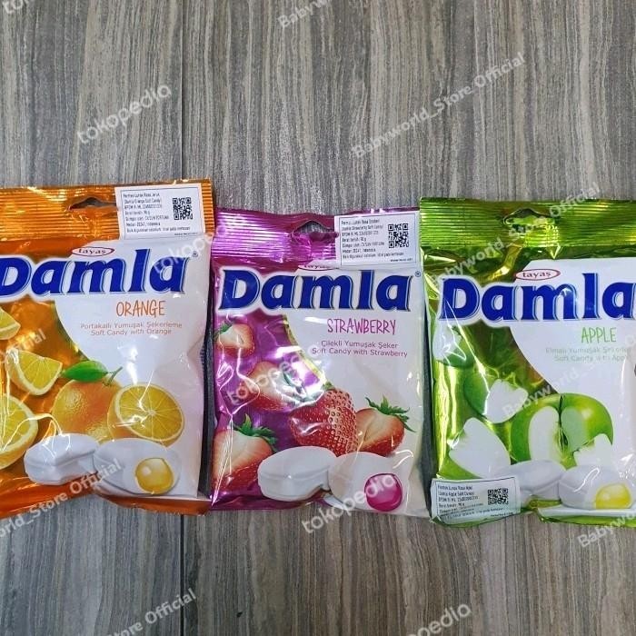 Tayas Damla Soft Candy Permen Import 90gr Rasa Apel / Orange / Strawberry / Assorted
