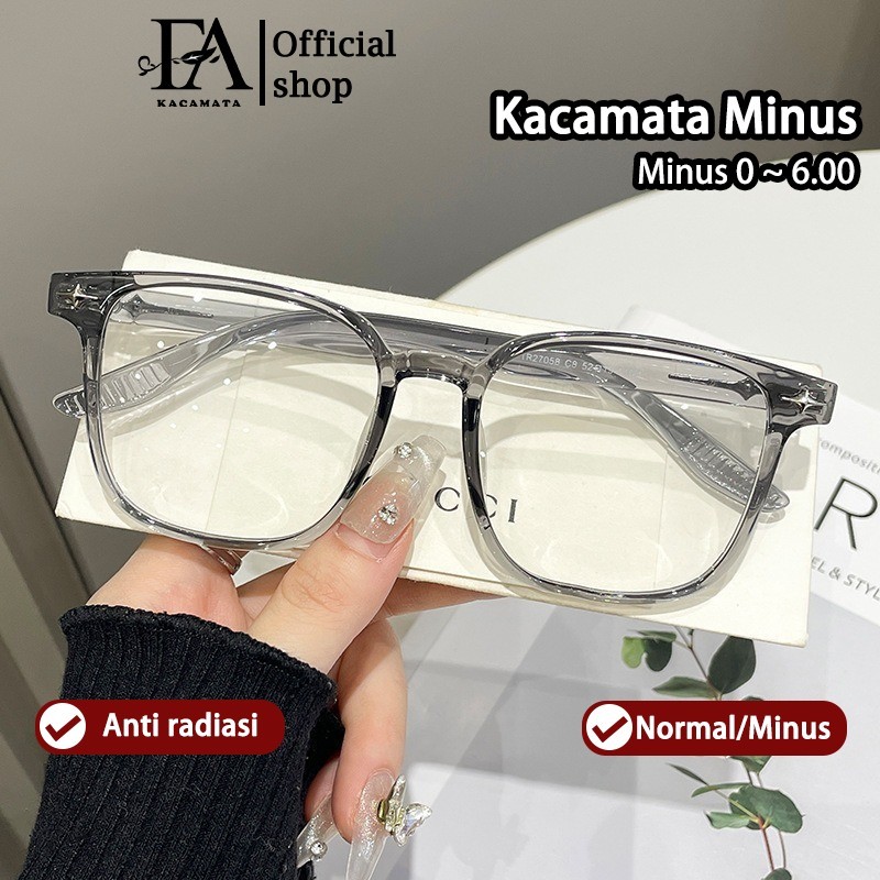 Kacamata Baca Plus Wanita Pria Besar Frame Anti Radiasi Blueray Kaca Mata Optik 27058