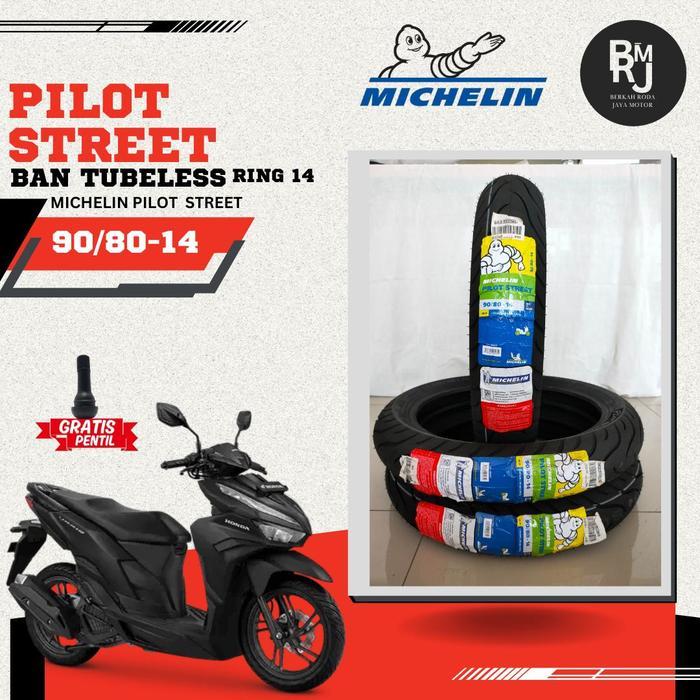 PAKET / SEPASANG BAN MOTOR MATIC RING 14 MICHELIN 90/80 100/80 PILOT STREET TUBELESS - 90/80-14