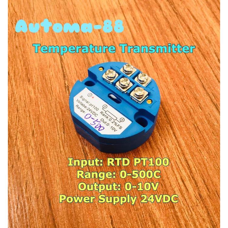 Temperature Transmitter RTD PT100 0-500C Output 0-10V 24V PT-100