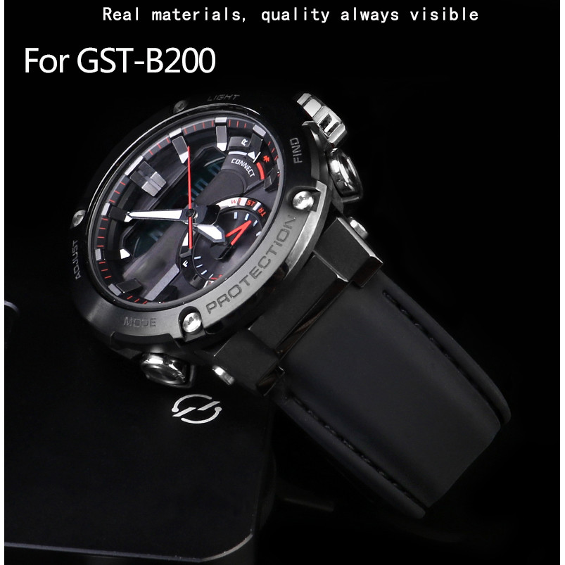 24*16mm Silicone Watband For C-asio G-SHOCK GST-B200 GST-B200D Series Men's Mofied Rubber Frosted Le