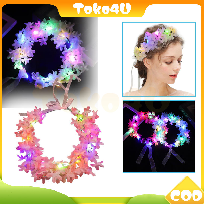 bandana bunga sakura lampu / bandana bunga sakura lampu/bando bunga sakura lampu led lucu/