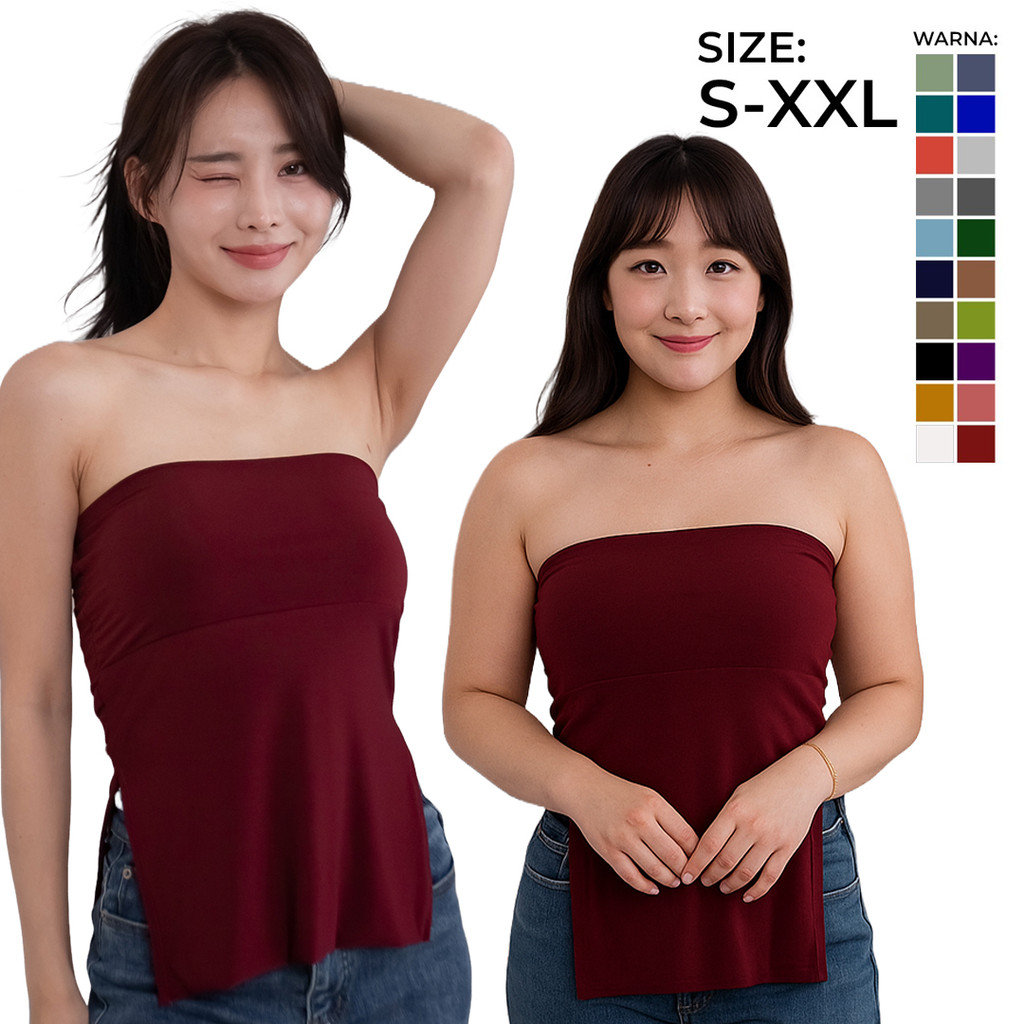 BIG SIZE DRESS Hyorin | Kemben Panjang Slit | Knit Long Tube Top | Atasan Kemben Wanita | Kemben Raj