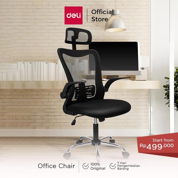 Deli Kursi Kantor / Kursi Kerja Jaring dengan Senderan Kepala E492X - Putih