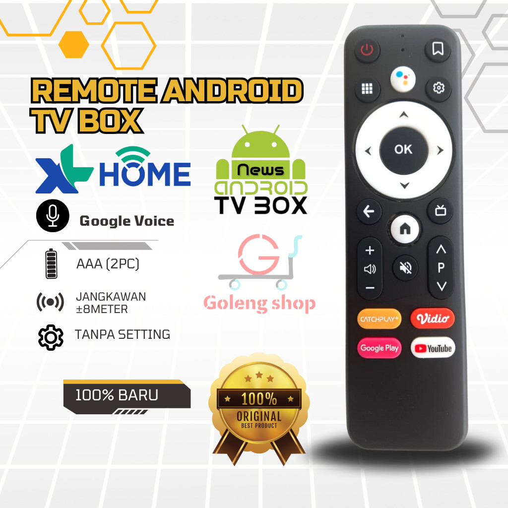 Remote Remot XL HOME/TV BOX ANDROID AKARI AX810/ADVAN AT01 dengen Voice Google ORIGINAL