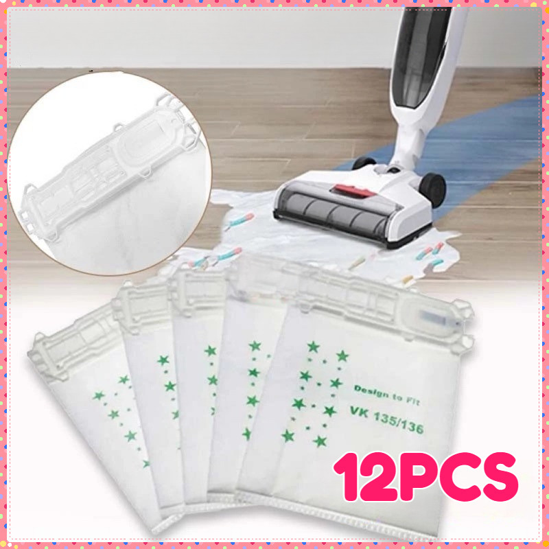 12PCS/SET Kantong Debu Untuk Vorwerk Vk135 Vk136 VK369 FP135 Vacuum Cleaner Dust Bag