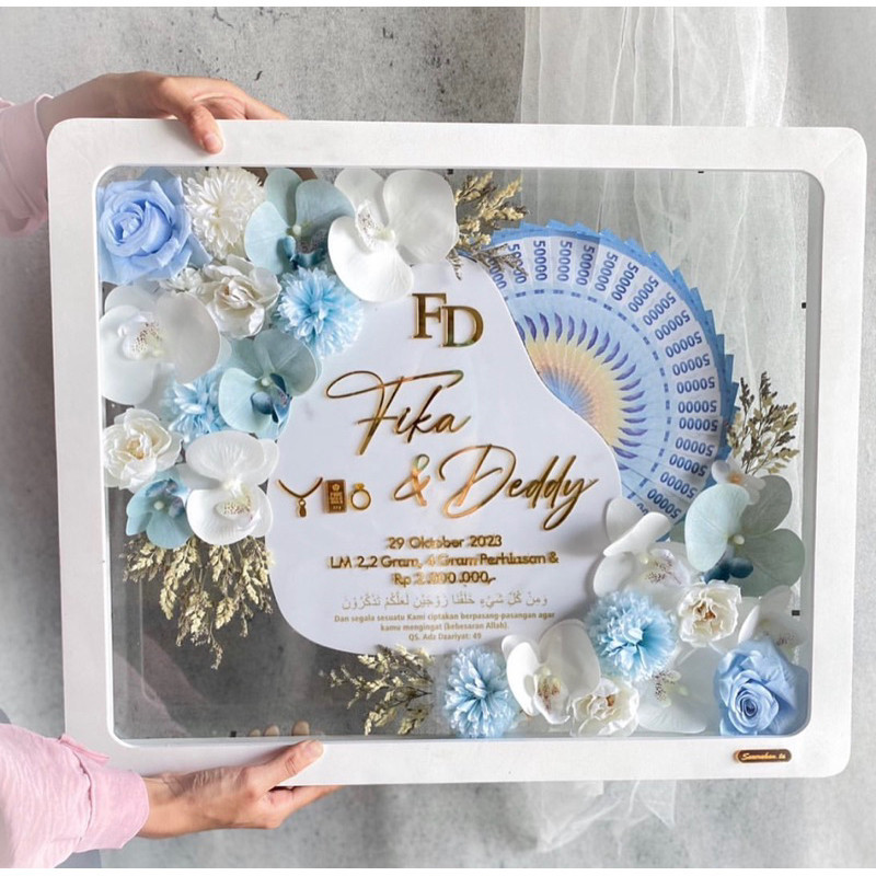 Sehari Jadi MAHAR AKRILIK FRAME PUTIH DOUBLE GLASS MAHAR AKRILIK MURAH MAHAR VIRAL MAHAR KEKINIAN