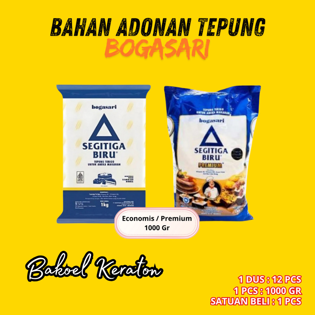 ( 1 PCS ) SEGITIGA BIRU ECONOMIS TEPUNG TERIGU BOGASARI 1000G 1 KG / PREMIUM 1KG 1000 G