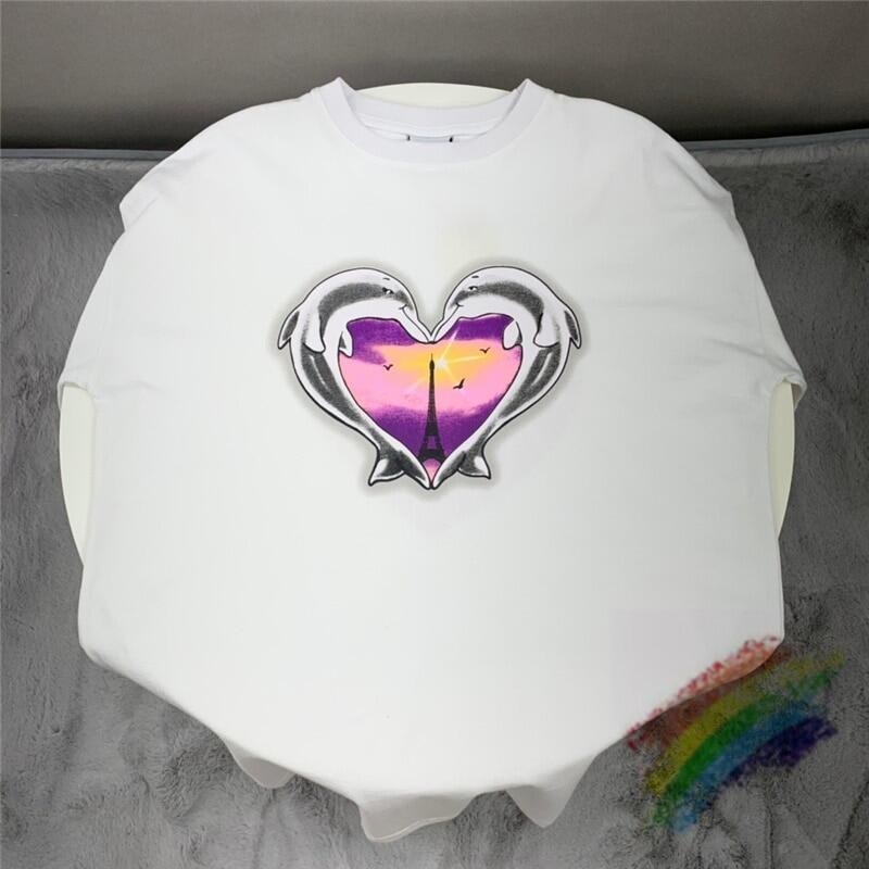 Vetements T Shirt Men Women High Quality Dolphin Love In Paris Tower Graphical Print Vetements Tee V