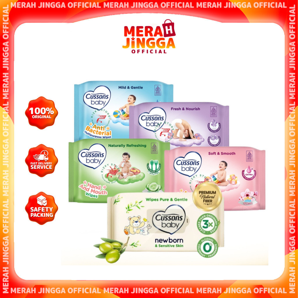 Cussons Baby Wipes - Tisu Basah Bayi - Ganti Popok 45's | Merah jingga Official