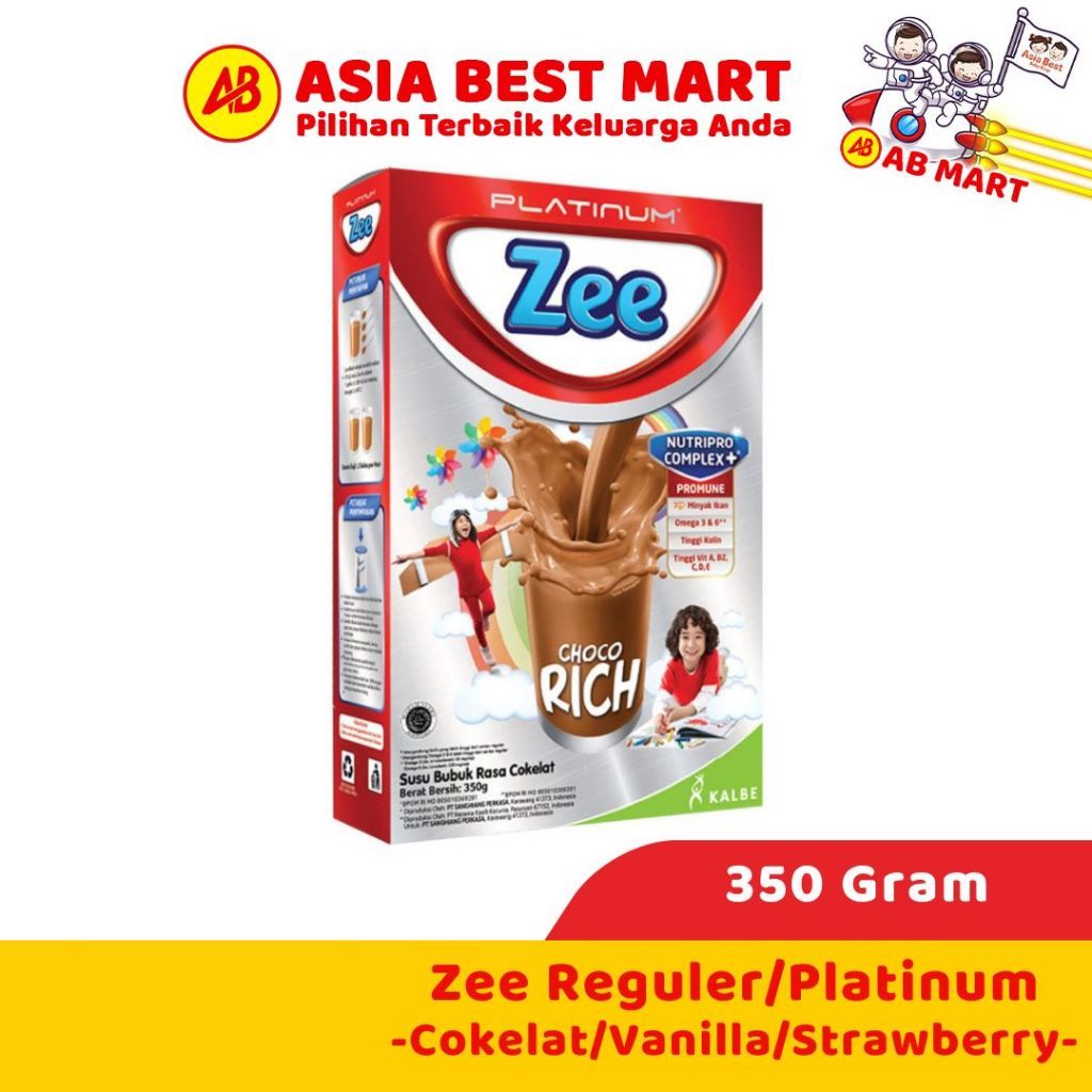 Zee 350 Gr Platinum Regular Chocorich Vanilla Coklat Strawberry Susu Bubuk Anak Berkalsium - ASIA BE