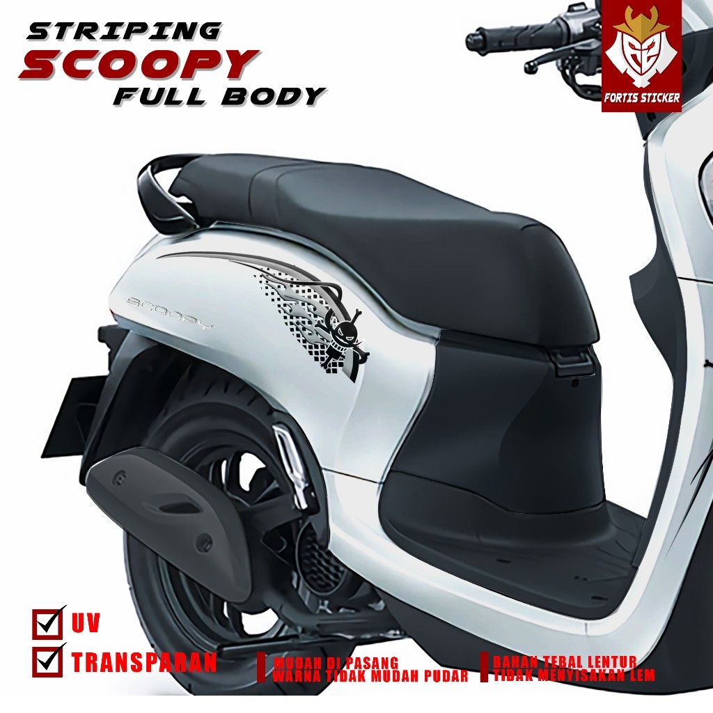 Striping Stiker Scoopy transparan One Peace prestige stylish semua tipe Modifikasi 2016 2017 2018 20