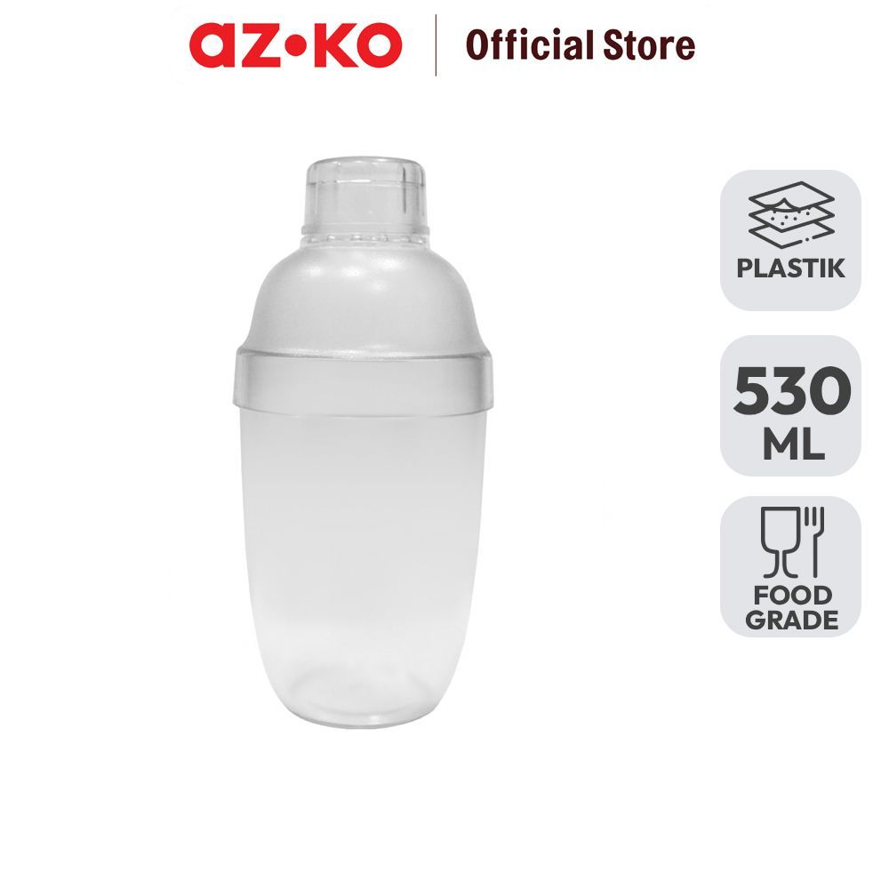 AZKO Kris Botol Shaker Plastik 530 ml Transparan Cocktail Shaker Alat Mixology Pengocok Minuman Bar 