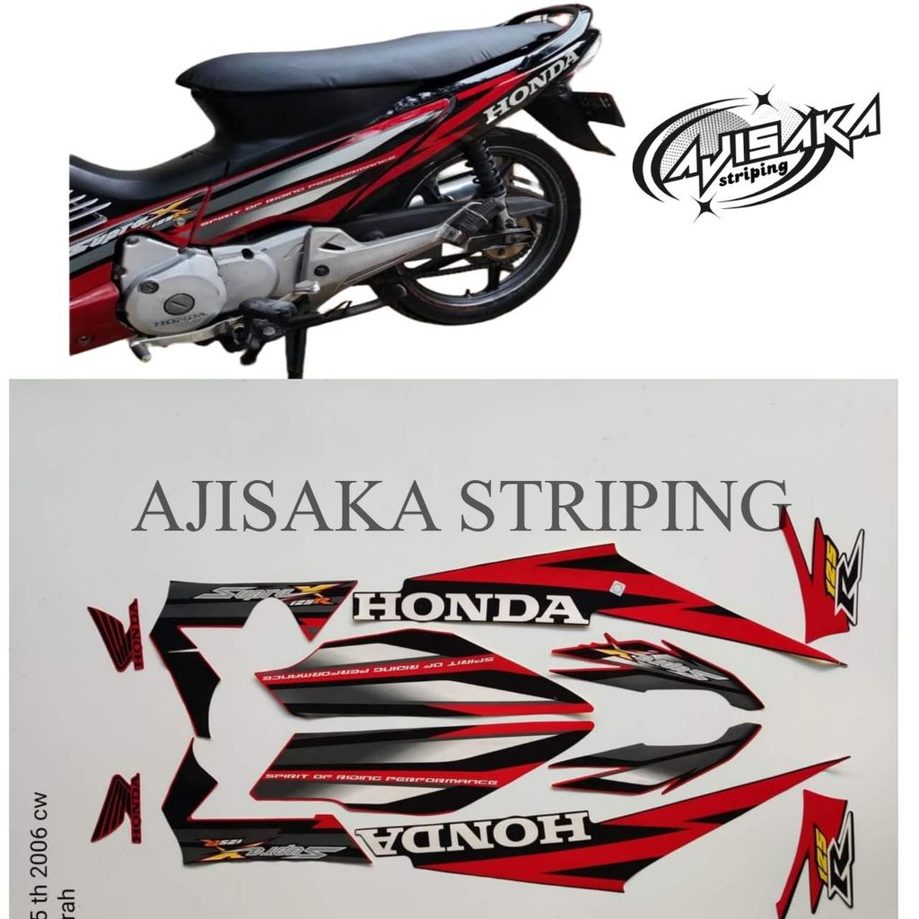 striping Honda supra x 125 r 2005 2006 hitam merah sticker list body polet SUPRA standar terbaik ori