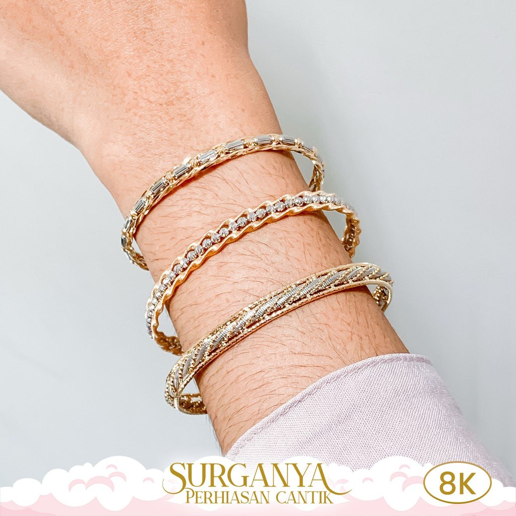Macan Gold Gelang Emas Kadar 8K Gelang Luxe Oval Lentur