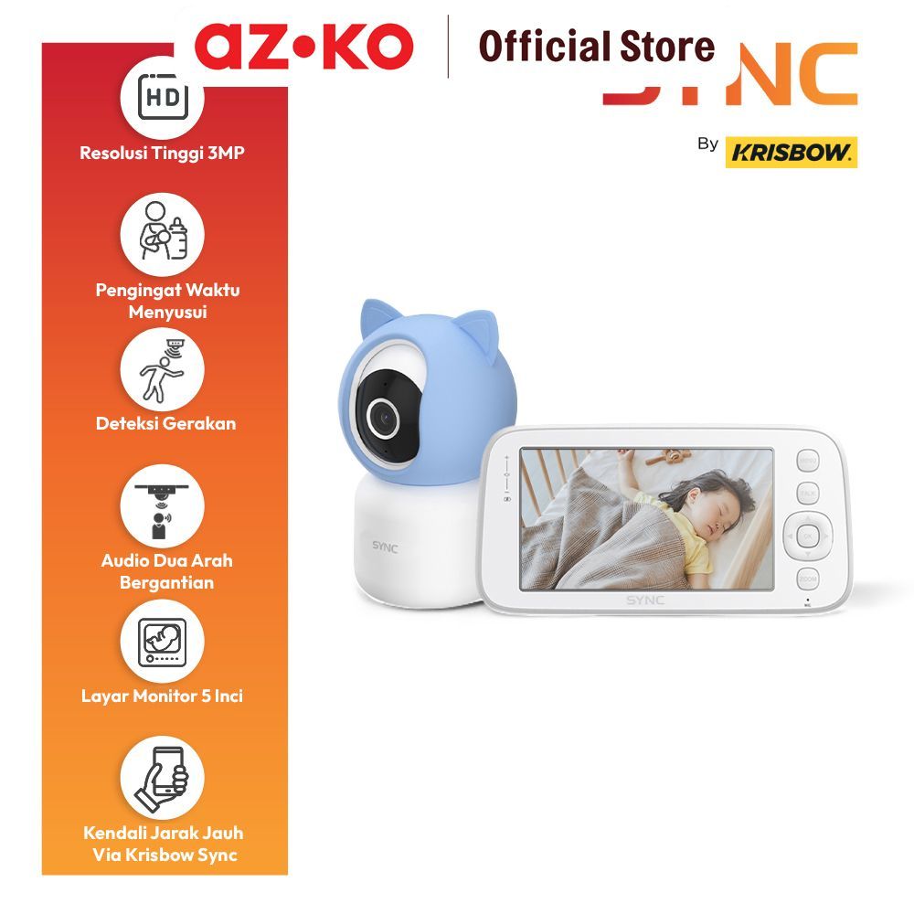 AZKO Krisbow Sync Set Smart Ip Camera Bayi Dengan Monitor 3Mp Wink 11T - Putih Kamera Pengawas Camer