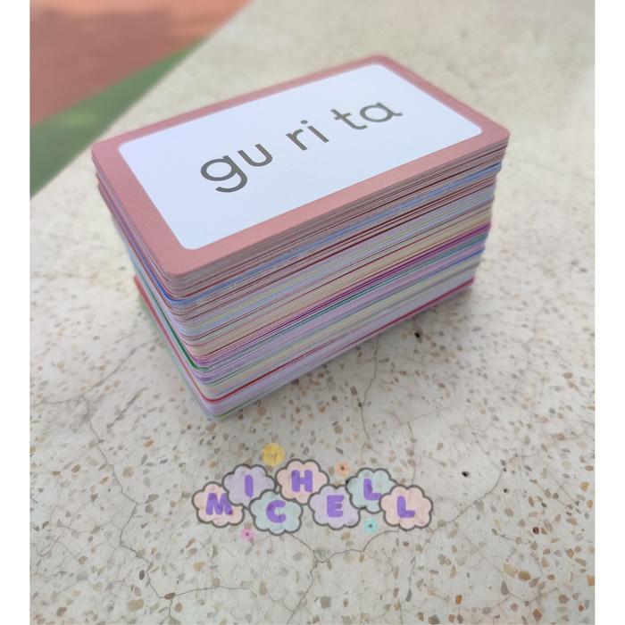 Flash Card Belajar Membaca 3 suku kata mainan anak kartu tar baca