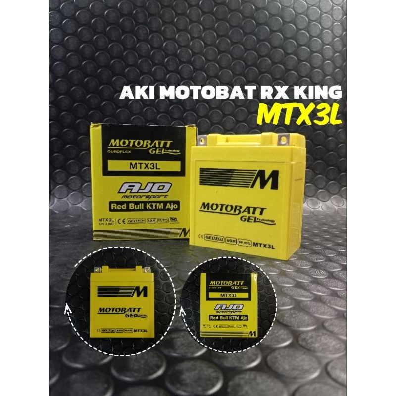 AKI ACCU KERING MOTOBATT MTX3L RX KING NINJA 150 NINJA SS Aki Kering Motobatt MTX3L Rx-king - Ninja 