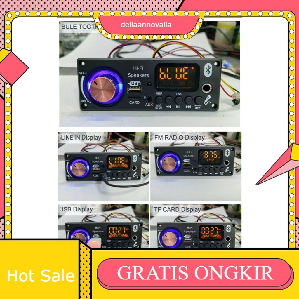 Modul Bluetooth kit mp3 USB AUX FM RADIO 12v with remot Receiver