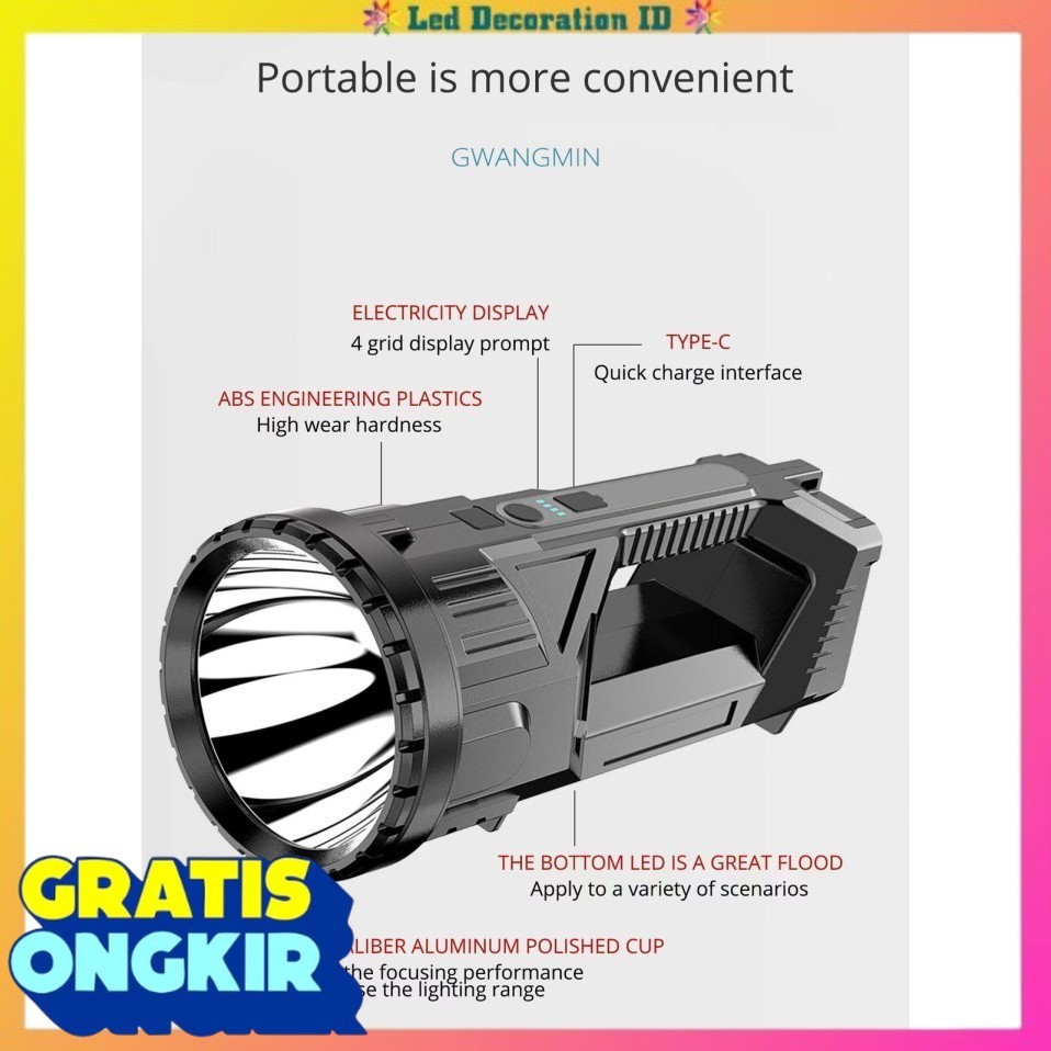COD SENTER GAGANG LED COB + XPE / SENTER LED EMERGENCY / SENTER CAS SUPER TERANG