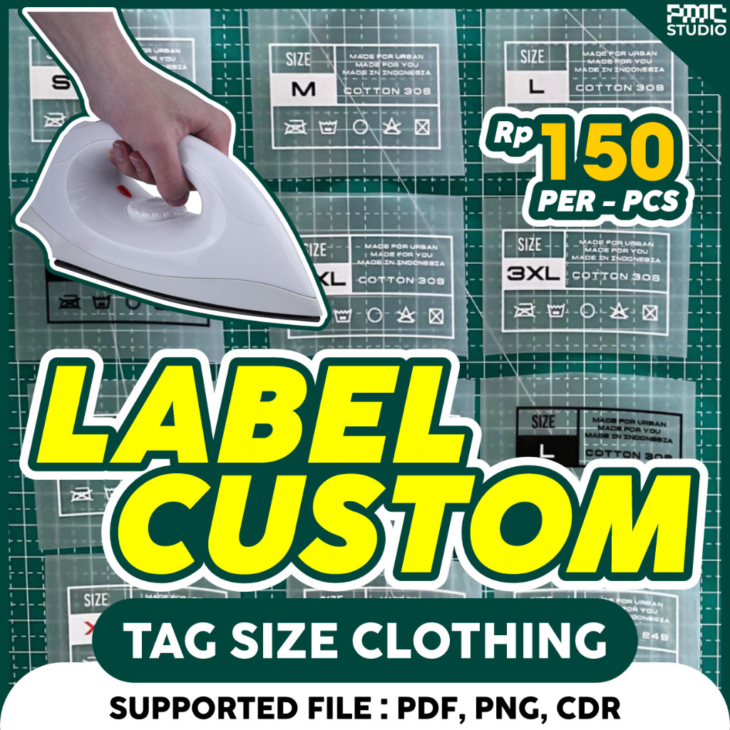 Sablon Setrika Label Baju Tag Size Custom Bisa Pakai Desain Sendiri Tinggal Tempel