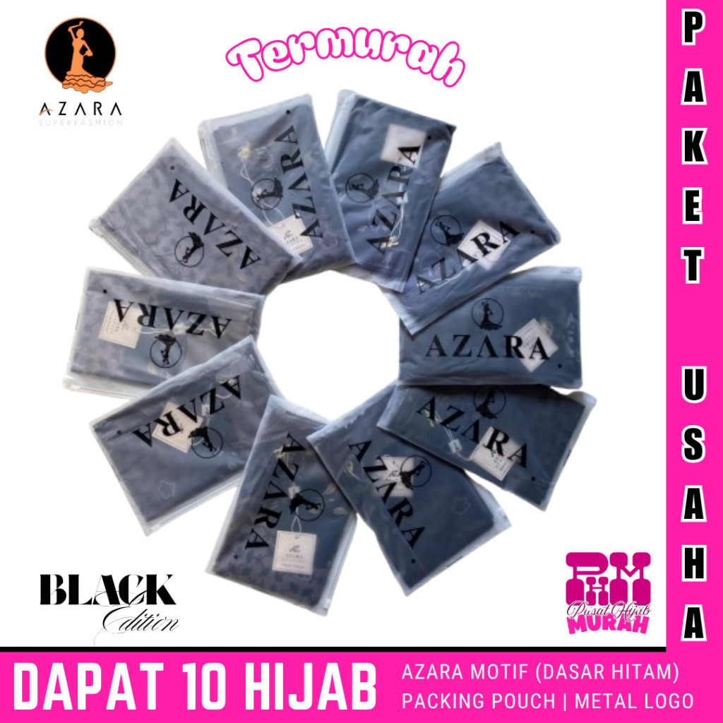 OLSHOP HIJAB AZARA OSKARA MOTIF BLACK EDITION LOGO PRINTING ORIGINAL AZARA SUPERFASHION