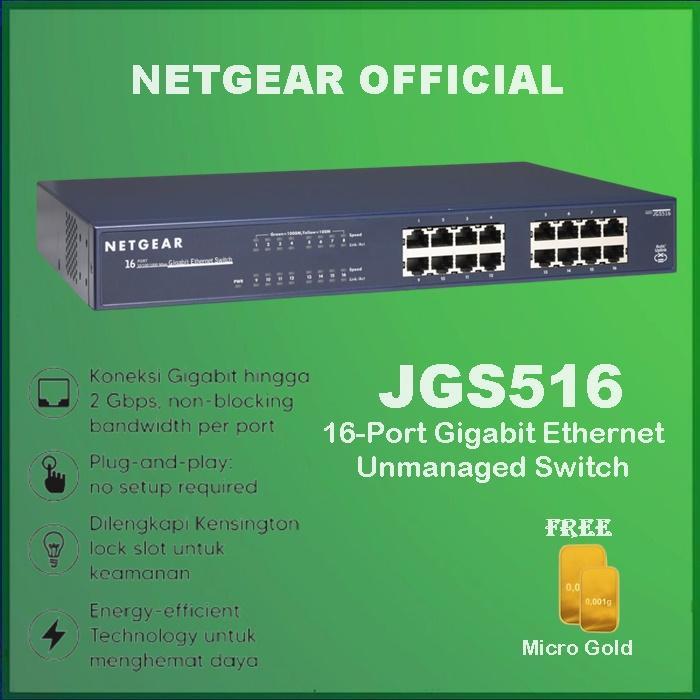 Netgear JGS516 16 Port Gigabit Ethernet Unmanaged Switch JGS 516