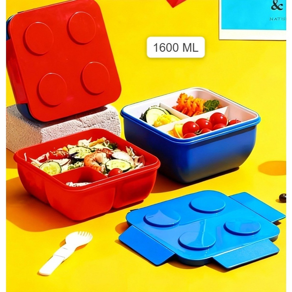 KYON | Kotak Makan Lego VIRAL 1600ML Anti Tumpah Lunch Box Sekat Model Anak Tepak Bekal Plastik Food