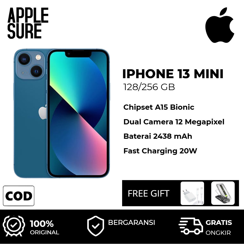 Jual Hp Apple iPhone 13 MINI 256GB 128GB FULLSET (Case + Charger) Second inter ORIGINAL BERGARANSI T
