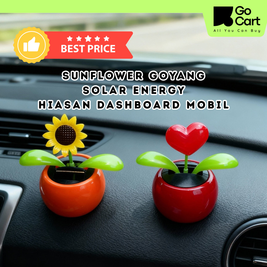 GOCART ID | Pajangan Goyang Dashboard Solar Energi Mobil Hiasan Mobil Lucu Goyang Sunflower Goyang
