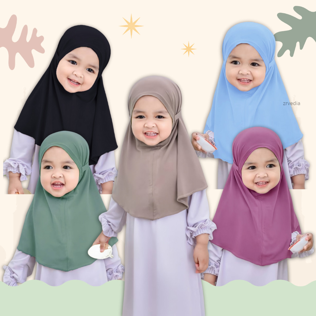 Jilbab Aisha uk 0-5 tahun / Bergo Baby Anak Perempuan Jersey Hijab Polos Premium Kerudung Lebaran Ba