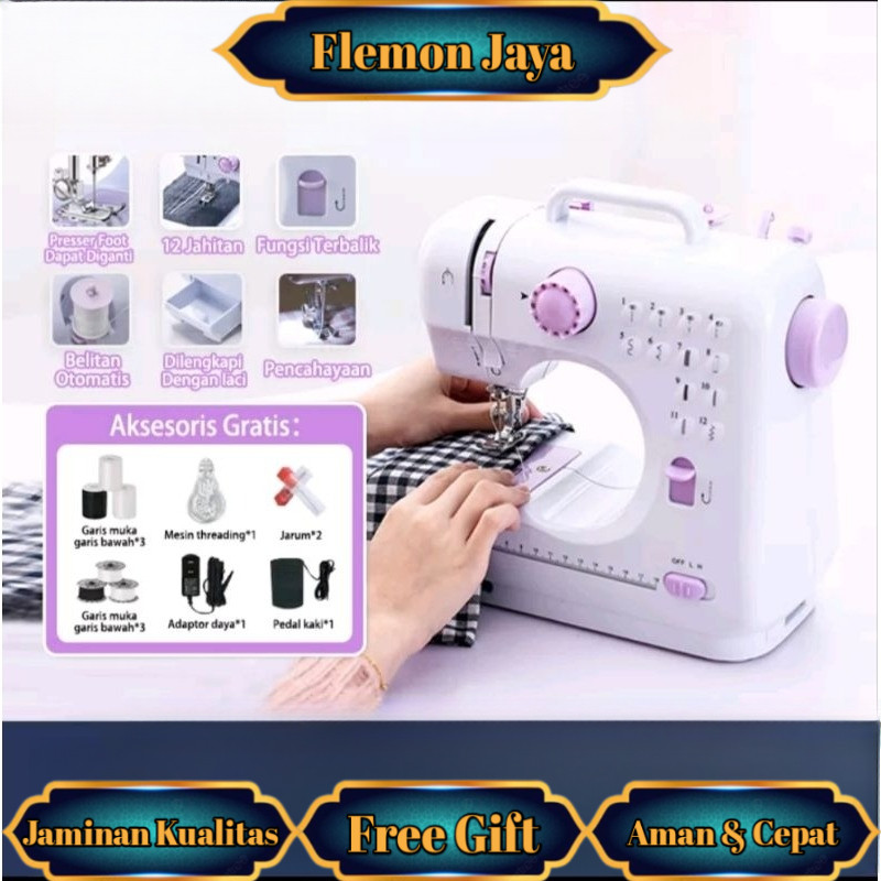 Mesin Jahit Mini Portabel 505A Multifungsi 12 Pola mesin Jahit Listrik Pakaian Jahit Tangan