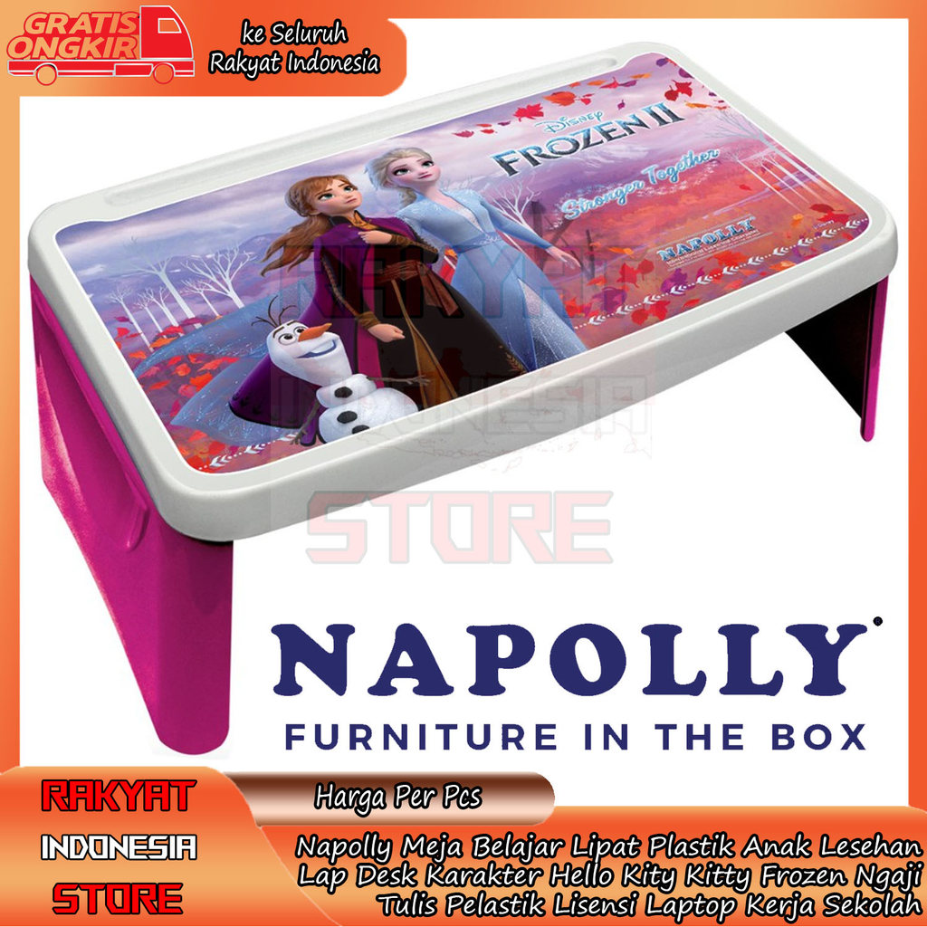 Napolly Karakter Hello Kity Kitty Frozen Meja Belajar Lipat Plastik Anak Lesehan Lap Desk Ngaji Tuli