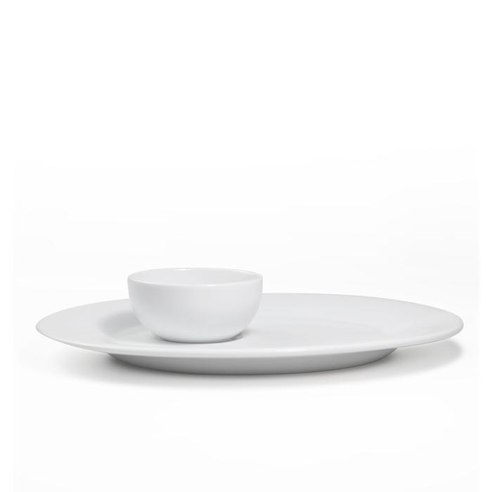 Piring Snack + Sauce Dish Keramik (1SET) Putih Polos By Indo Keramik