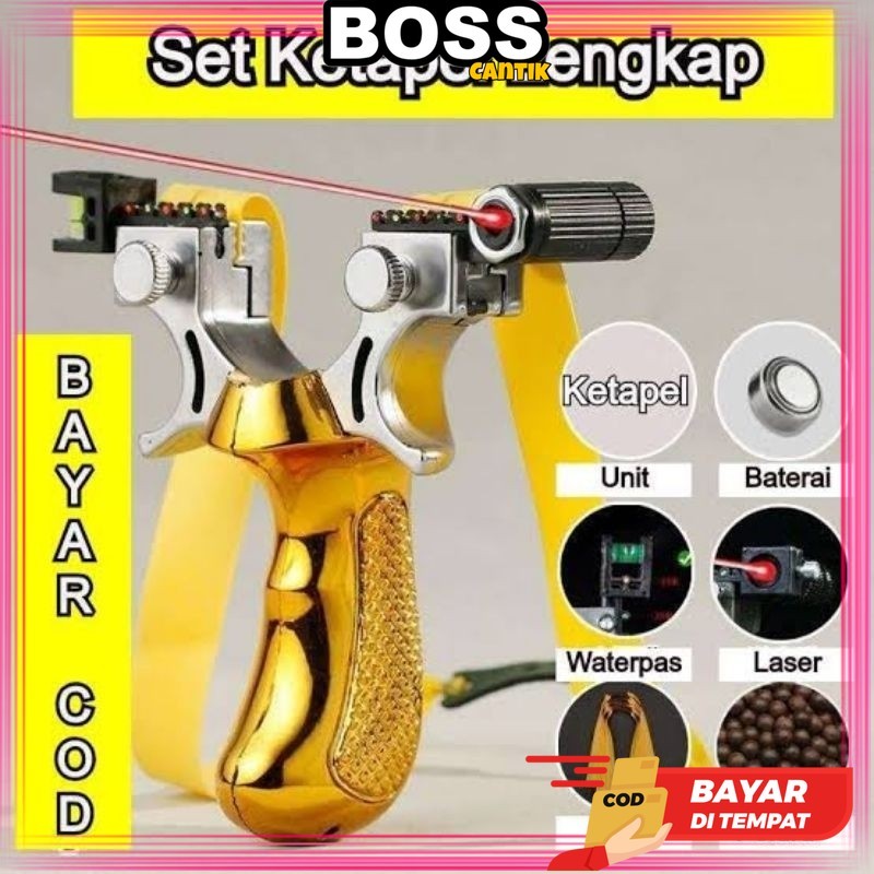 New Paket Lengkap Ketapel Laser Golden + 100 Peluru