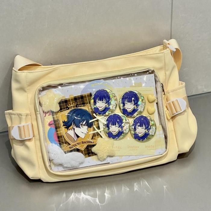 Tas Transparan Jepang Trendi untuk Cosplay & Sekolah, Tas Selempang Anime Unisex Kapasitas Besar - K