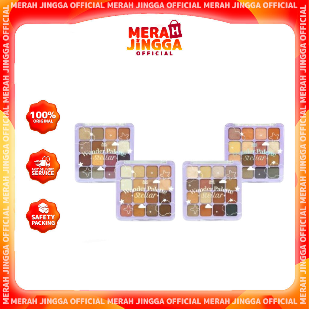 JUST MISS Wonder Pallete Stellar Eye shadow 16 Warna Shimmery Highlight | Merah Jingga Official