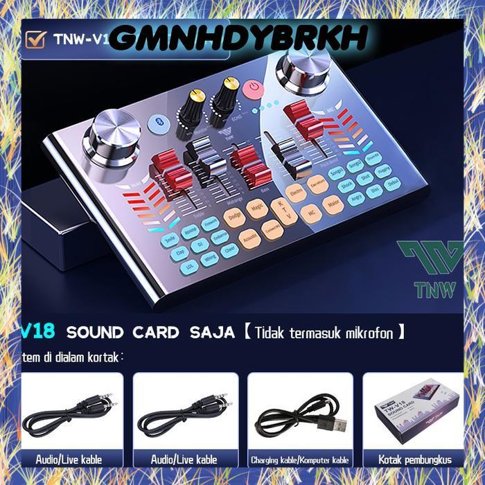 TNW-V18 Sound Card Bluetooth Live SoundCard V18 Soundcard Audio Live Mixer untuk Live streaming Kara