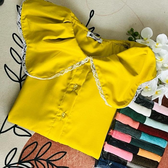 Olla Kemeja / Tunik Olla Atasan Wanita Kerah Bunga katun Toyobo - Pink