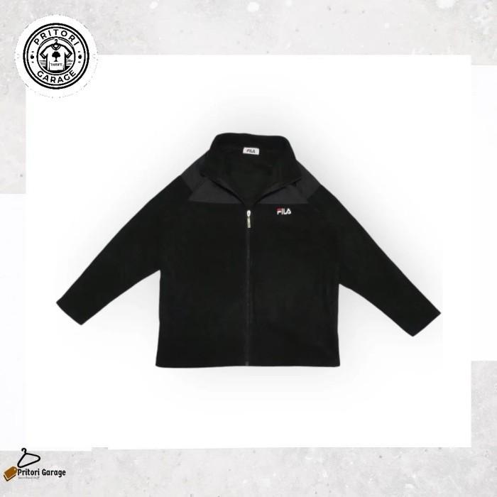 Outdoor Windbreaker Fleece Wool Sherpa Jacket Fila Black Color Vintage L