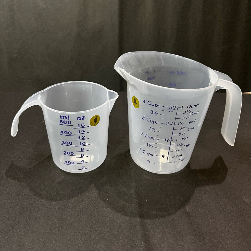 Gelas Takar Plastik 500 ml 1000 ml 1 Liter Murah Alat Takaran Serbaguna Air Susu Minyak Measuring Cu