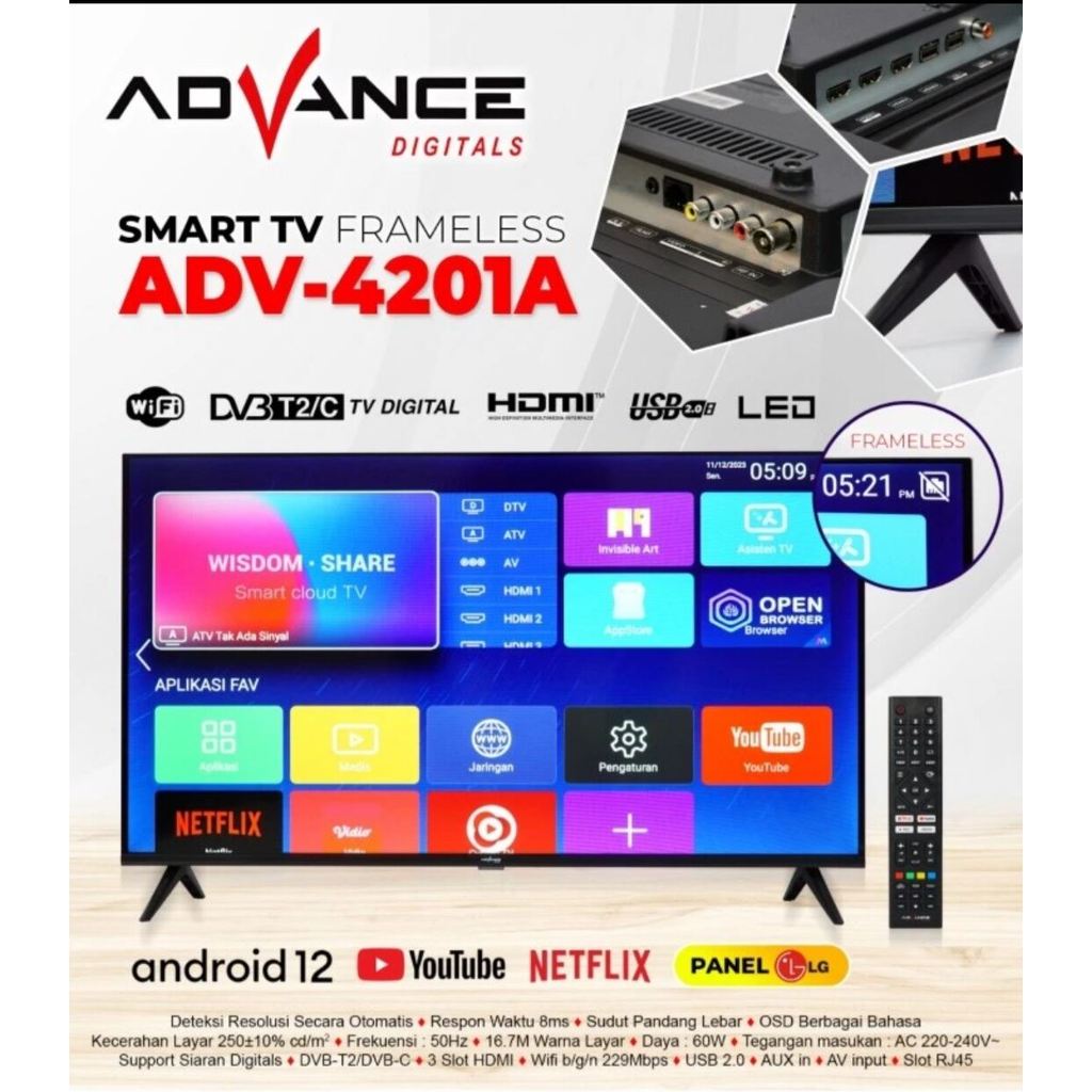 Advance Android TV LED ADV-4201A 42 inch/Smart TV Advance ADV 4201A ORI