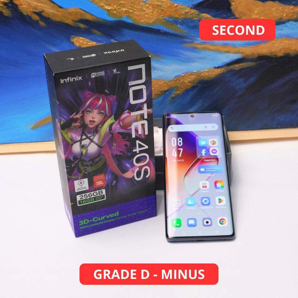 INFINIX NOTE 40S 8/256 GB GRADE D - MINUS HP SECOND ORIGINAL SINAR MUTIARA CELL