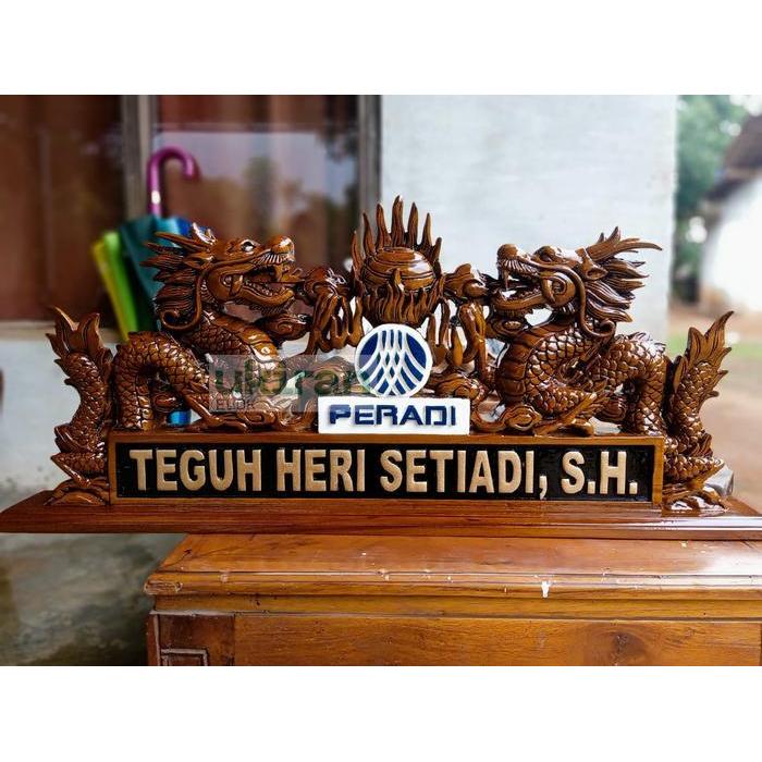 PAPAN NAMA / PAPAN NAMA KAYU UKIR/ PAPAN NAMA MEJA UKIR / Kayu Jati EU4364