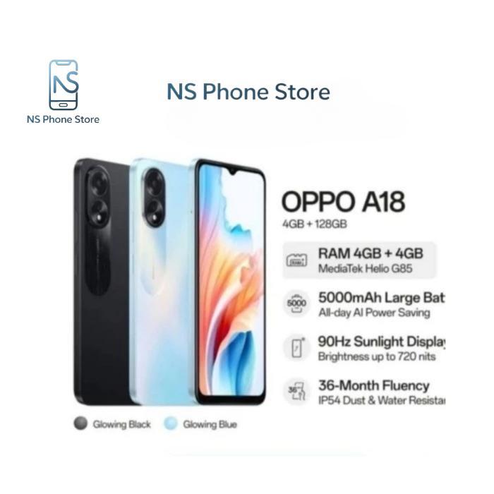 HP OPPO A18 4/128 GB - OPPO A 18 RAM 4GB ROM 128 GB GARANSI RESMI