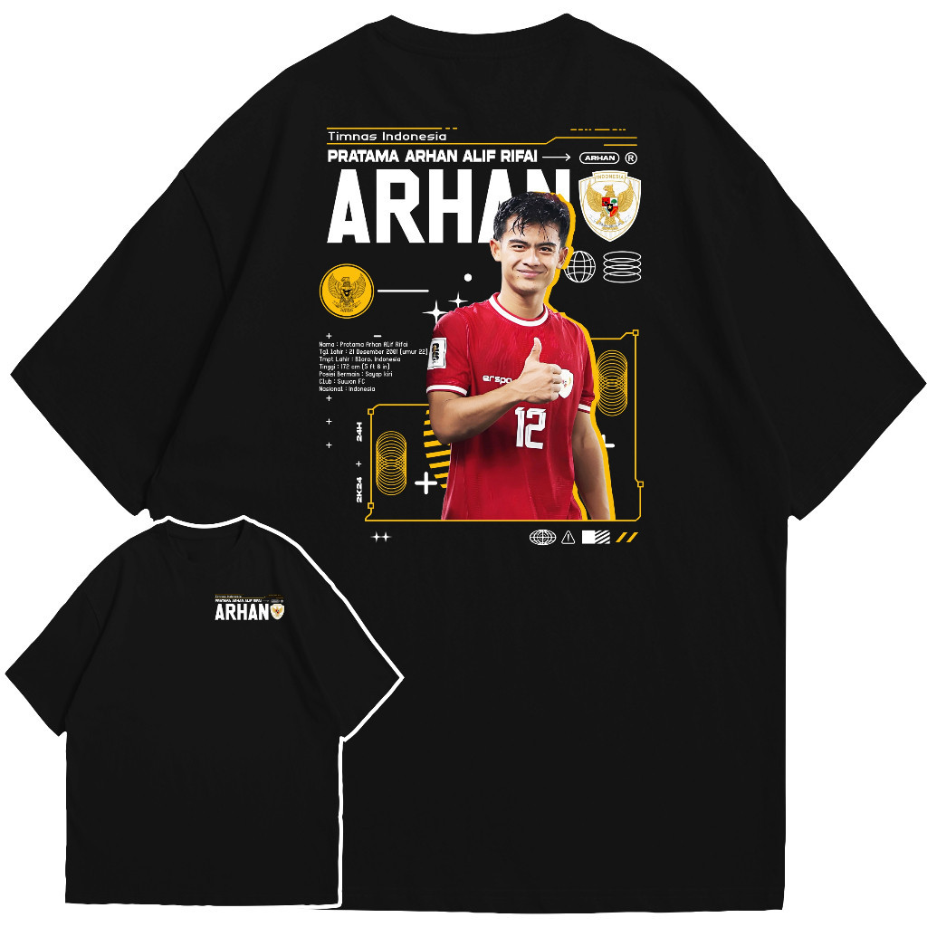 Kaos Pratama Arhan New Series Tshirt Cotton Combed 30s  / Baju Arhan Pratama  Timnas Indonesia / Kao