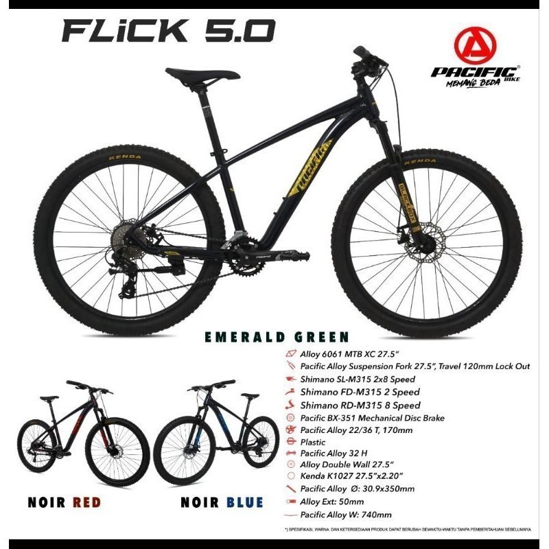 Sepeda Gunung MTB 27,5 inch Pacific Flick 5.0 Exotic 2612 AM Alloy 9 8 Speed
